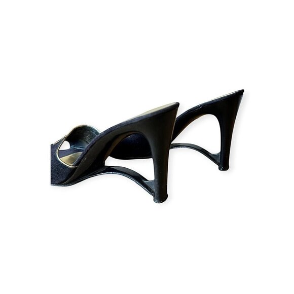 Andrew Geller Black Suede Gold‎ Trim Cutout Wededge Sandals, Vintage, - Picture 9 of 15
